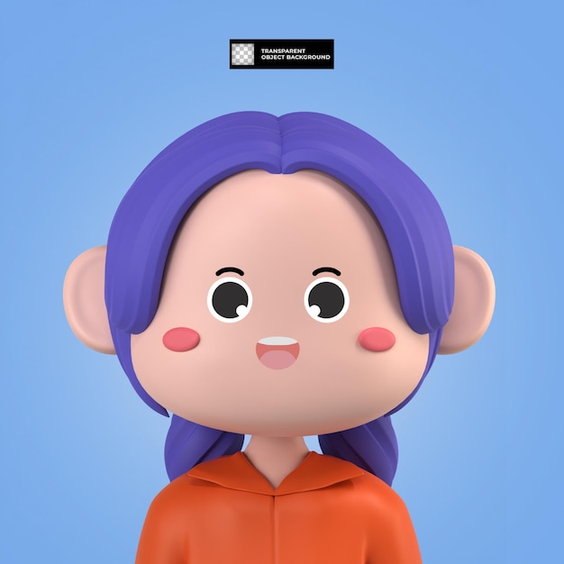 Avatar de personaje de dibujos animados femenino 3d aislado