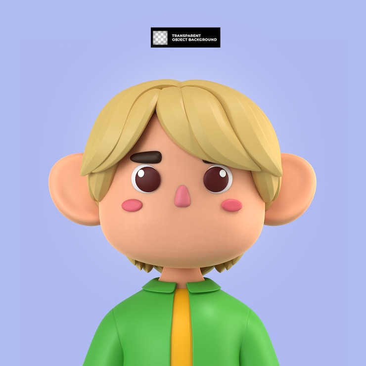 PSD avatar de personaje de dibujos animados lindo masculino 3d ilustración aislada