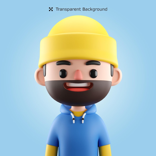 avatar de personaje de dibujos animados masculino 3d aislado en renderizado 3d