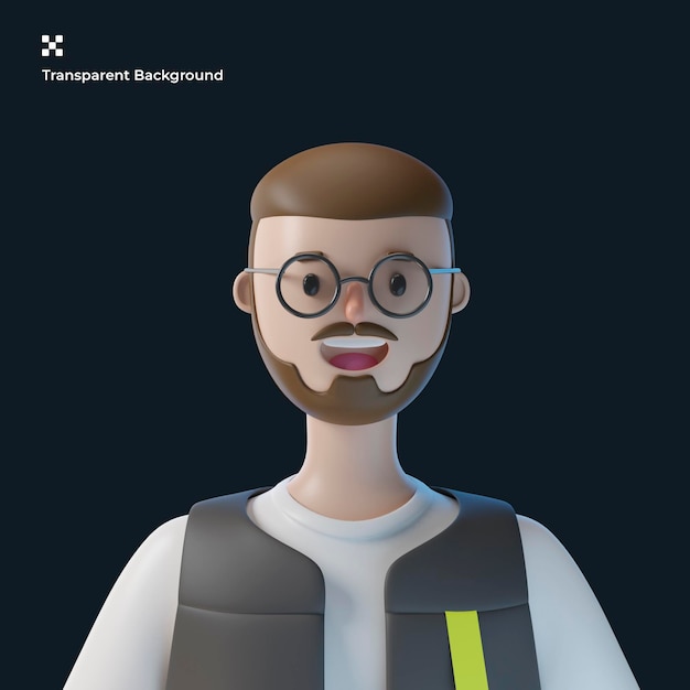 PSD avatar de personaje de dibujos animados masculino 3d