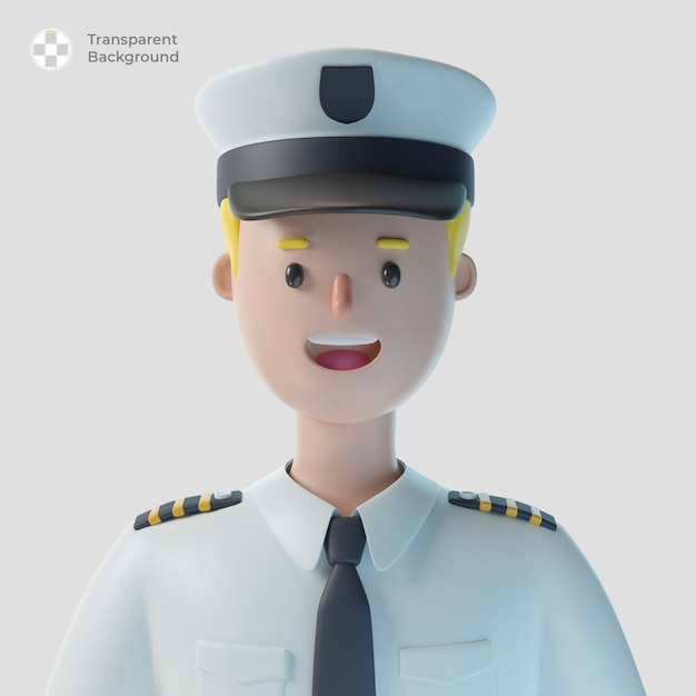 Avatar de personaje de dibujos animados piloto 3d aislado en renderizado 3d