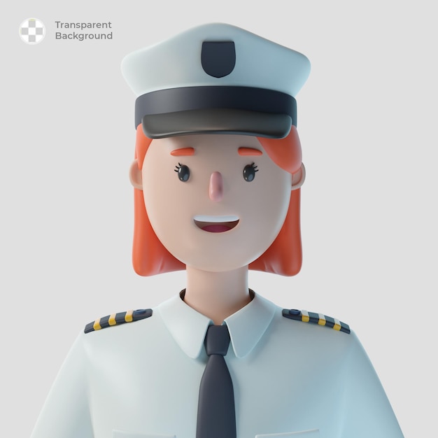 Avatar de personaje de dibujos animados piloto 3d aislado en renderizado 3d