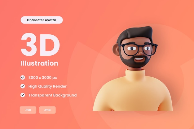 Avatar de personaje de ilustración 3D Hombre 02