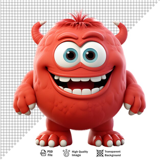 PSD avatar de personaje monstruo rojo en 3d en fondo transparente