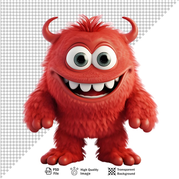 PSD avatar de personaje monstruo rojo en 3d en fondo transparente