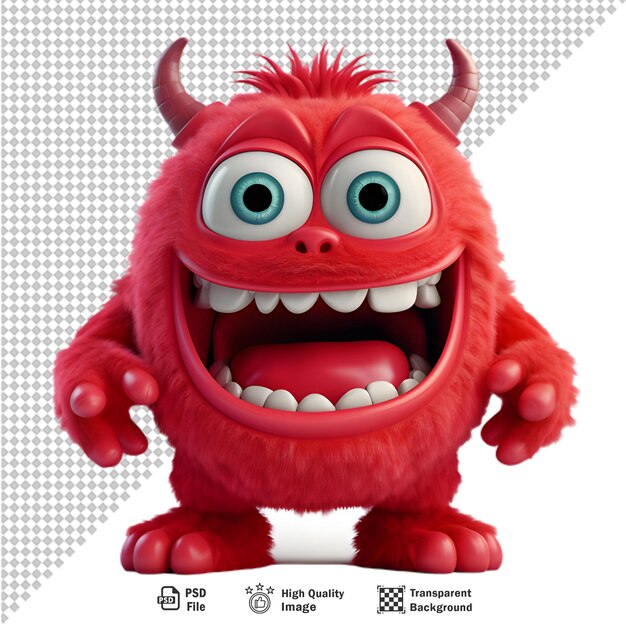 PSD avatar de personaje monstruo rojo en 3d en fondo transparente