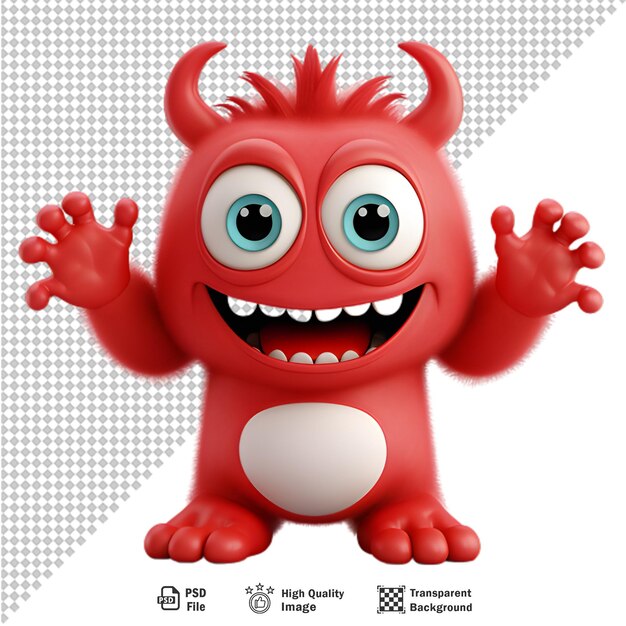 Avatar de personaje monstruo rojo en 3d en fondo transparente