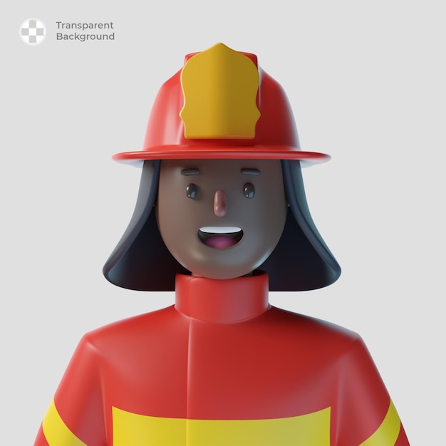 Avatar de personnage de dessin animé pompier 3d isolé dans le rendu 3d