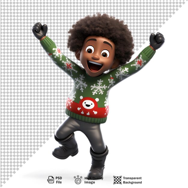 PSD avatar de personnage de garçon en 3d sur un fond transparent