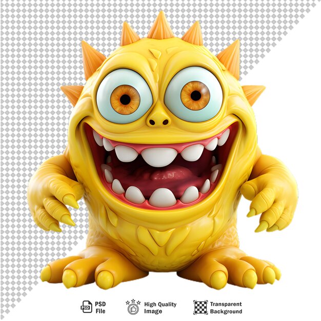 Avatar De Personnage De Monstre Jaune 3d Sur Fond Transparent