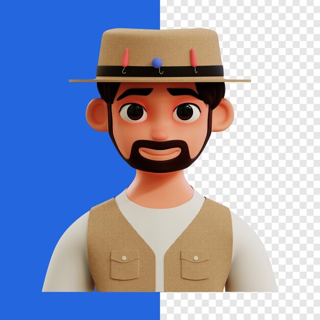 El avatar del pescador en 3d