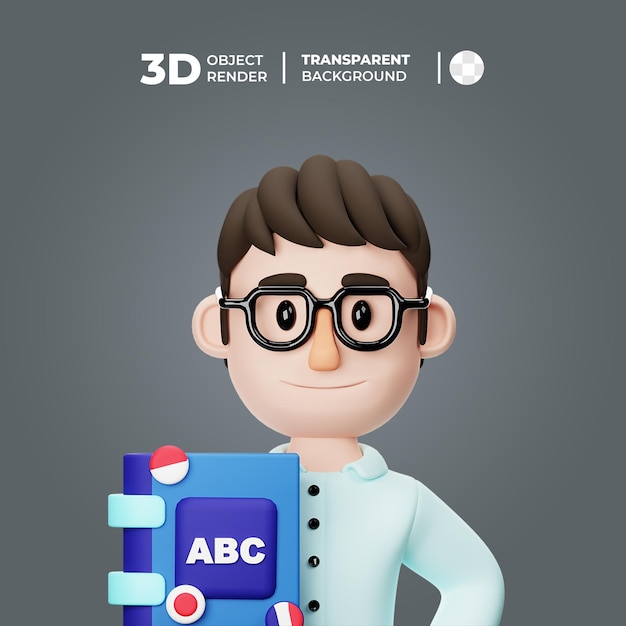 Avatar de profesor de idiomas modelo 3d