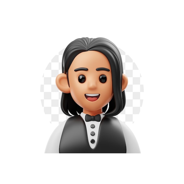 Avatar Waiter Charakter 3D-Illustration