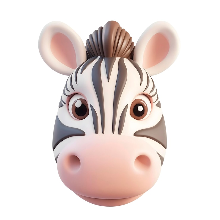 PSD avatar de zebra de dibujos animados en 3d avatar de mascotas de dibuyos animados con cara de animal salvaje png personaje de zebra sonriente