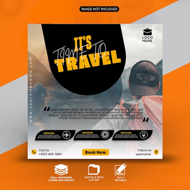 Aventura de viaje en las redes sociales PostTemplate PSD