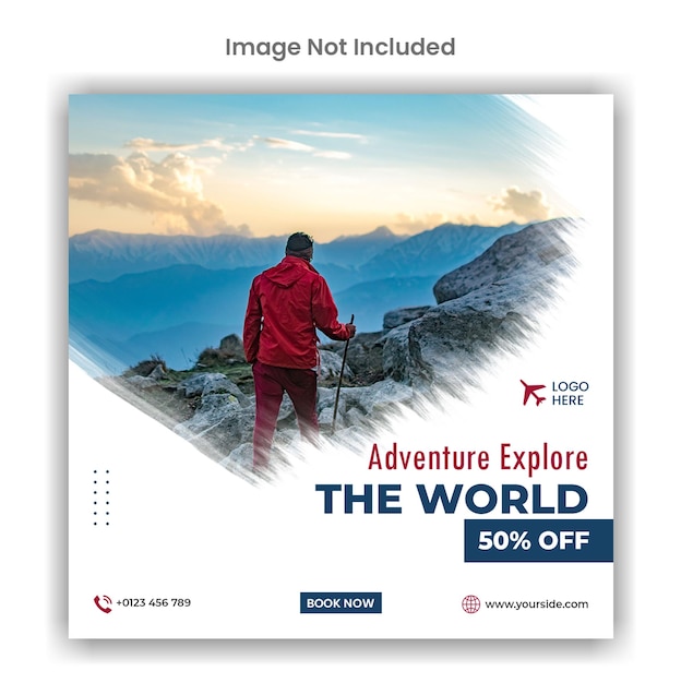 Aventure explorez le modèle de publication sur les médias sociaux de l'agence de voyage mondiale