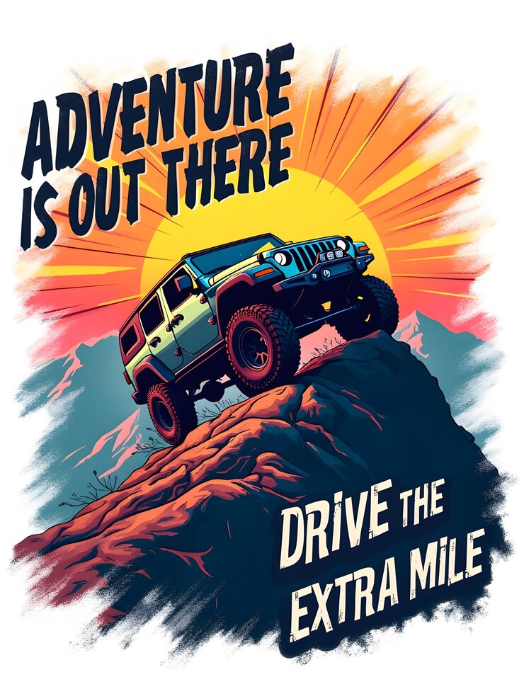 PSD des aventures hors route avec une jeep 4x4 pionnière