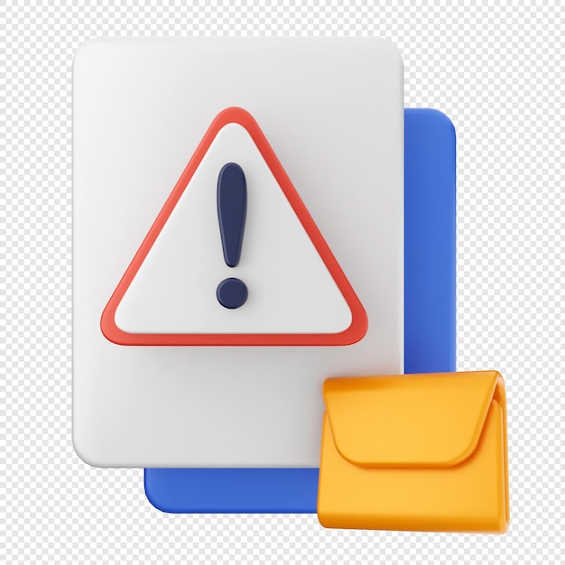 Avertissement de courrier électronique 3D avertissement de précaution avertissement