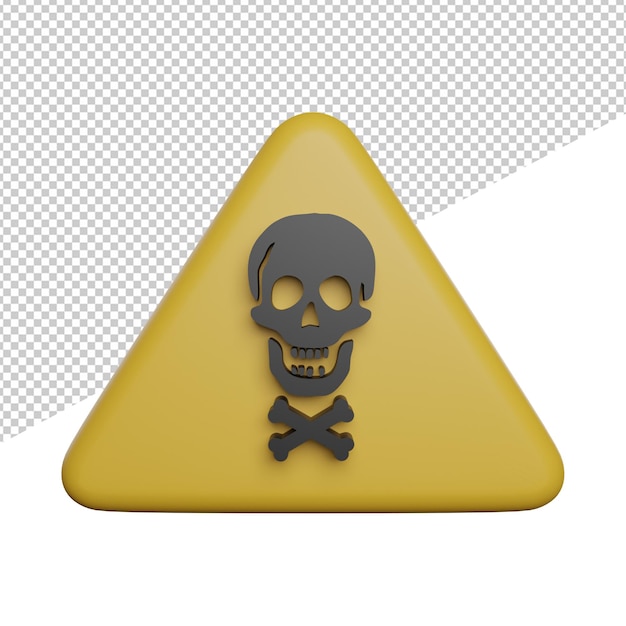 PSD avertissement signe de danger symbole vue de face illustration 3d rendu fond transparent