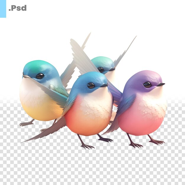 PSD aves con alas en un fondo claro plantilla psd de ilustración 3d