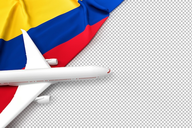 PSD avião de passageiros e bandeira da colômbia