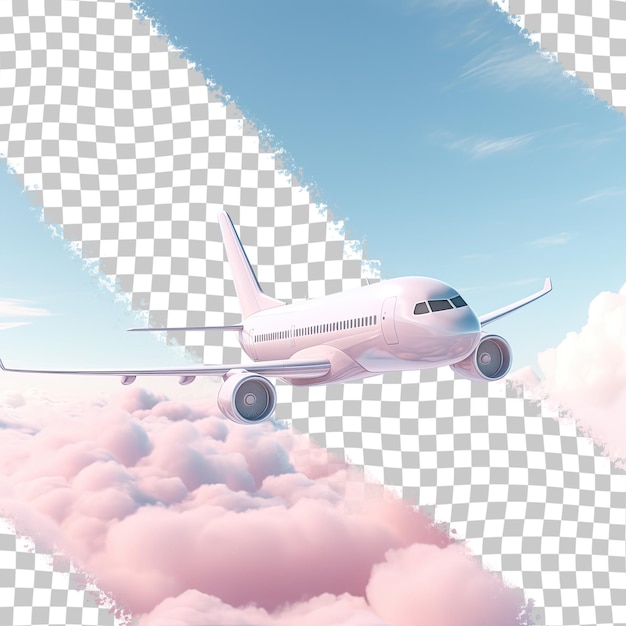 Avião renderizado em 3d em fundo branco transparente