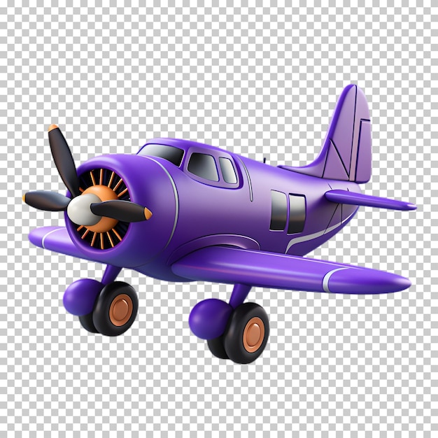 Avião roxo isolado em fundo transparente