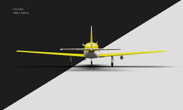 PSD avião turboélice monomotor de luxo amarelo fosco realista isolado da vista traseira