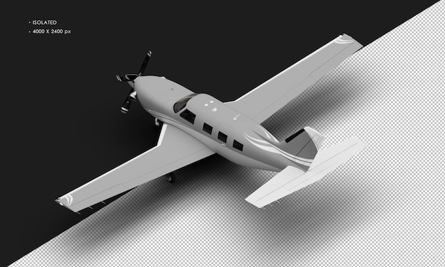 PSD avião turboélice monomotor de luxo cinza fosco realista isolado da vista traseira superior esquerda
