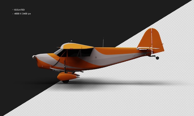 Avião vintage modelo retrô laranja fosco realista isolado da vista do lado esquerdo