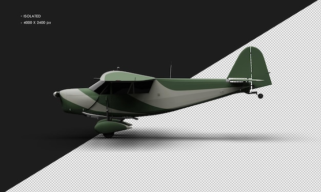 PSD avião vintage modelo retrô verde fosco realista isolado da vista do lado esquerdo