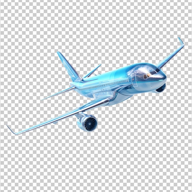 Avião voando em fundo transparente ilustração de renderização 3d em fundo branco