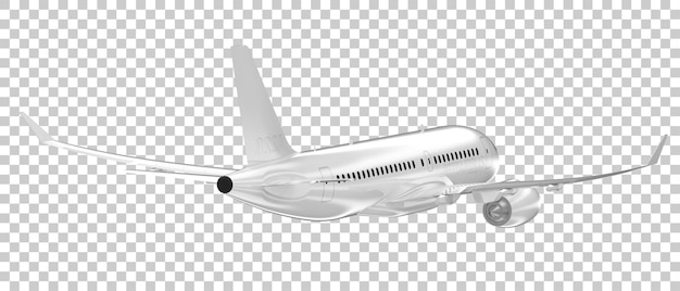 PSD avião voando isolado na ilustração de renderização 3d de fundo transparente