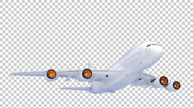 PSD avião voando na ilustração de renderização 3d de fundo transparente