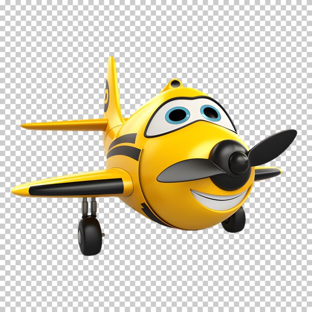 PSD un avion 3d de style dessin animé isolé sur un fond transparent