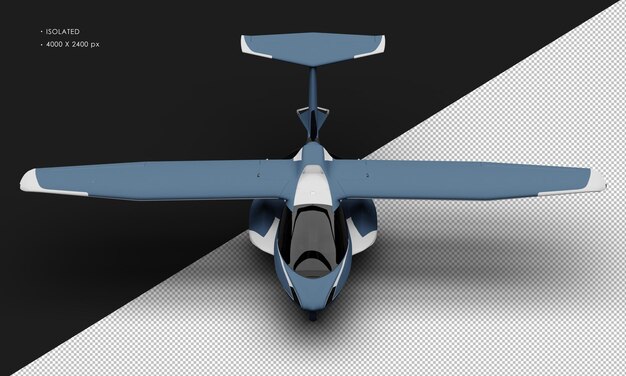 Avion d'avion de sport léger amphibie bleu mat réaliste isolé de la vue de face supérieure
