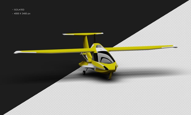 Avion d'avion de sport léger amphibie jaune mat réaliste isolé depuis l'angle de vue avant droit