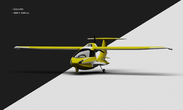 Avion d'avion de sport léger amphibie jaune mat réaliste isolé de la vue d'angle avant gauche