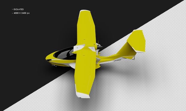 Avion d'avion de sport léger amphibie jaune mat réaliste isolé de la vue supérieure gauche