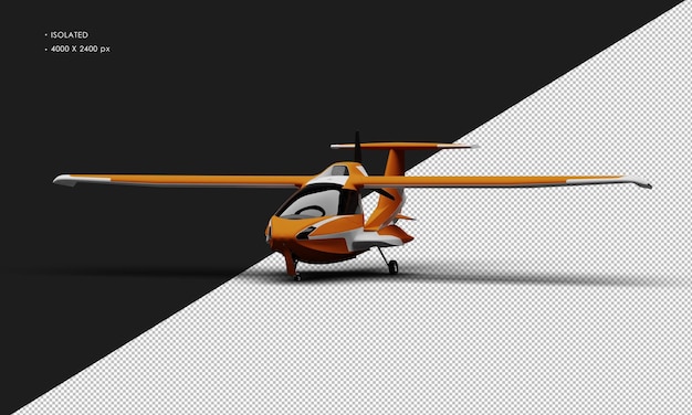 Avion d'avion de sport léger amphibie orange mat réaliste isolé de la vue d'angle avant gauche
