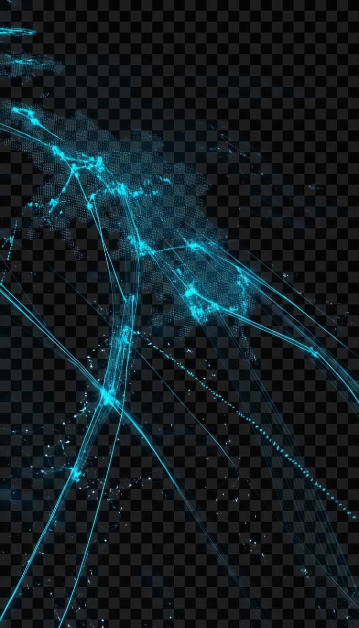 PSD avión azul brillante volando a través del mapa de francia sobre un fondo transparente