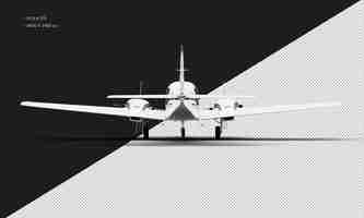 PSD avion bimoteur à double hélice blanc brillant réaliste isolé de la vue arrière