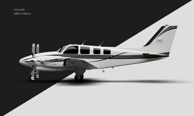 PSD avion bimoteur à double hélice blanc brillant réaliste isolé de la vue de côté gauche