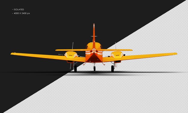 PSD avion bimoteur à double hélice orange brillant réaliste isolé de la vue arrière