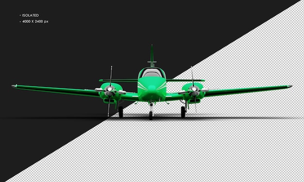 PSD avion bimoteur à double hélice vert brillant réaliste isolé de la vue de face