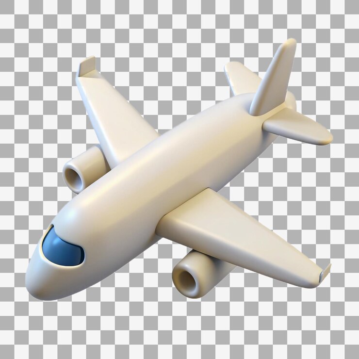 PSD avión blanco renderizado en 3d aislado en un fondo transparente