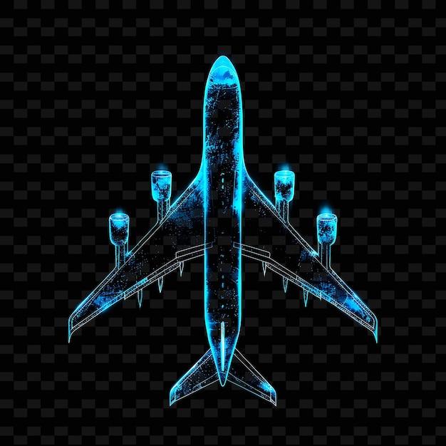 PSD un avion bleu avec une lumière bleue sur le fond