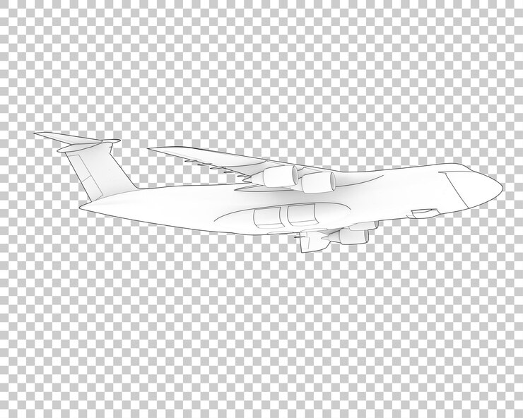 PSD avión de carga sobre fondo transparente ilustración de renderizado 3d
