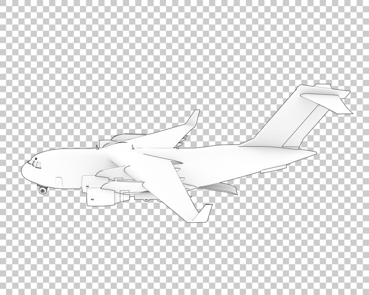 PSD avión de carga sobre fondo transparente ilustración de renderizado 3d