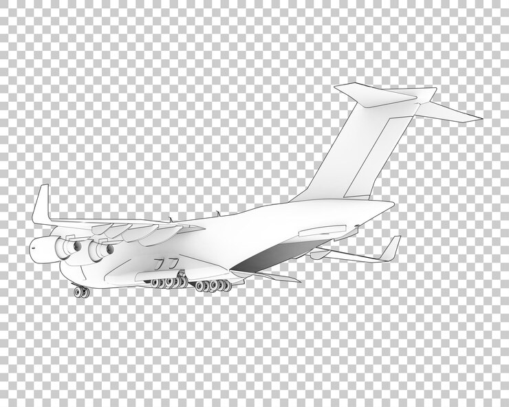 PSD avión de carga sobre fondo transparente ilustración de renderizado 3d